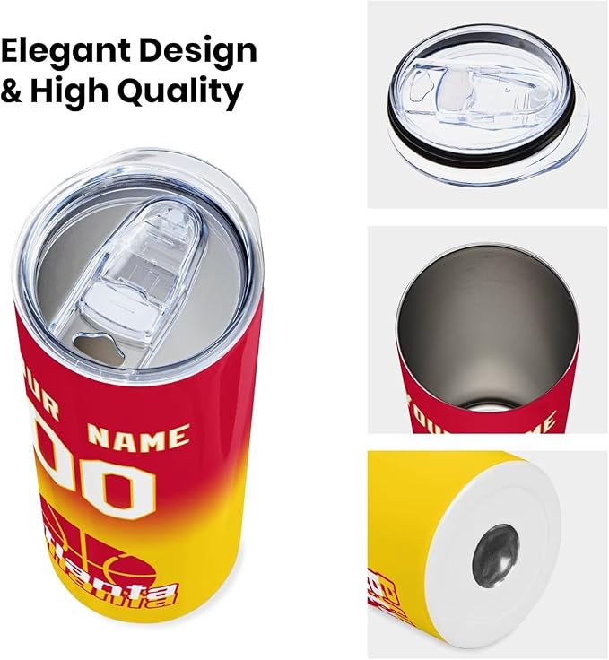 Custom Tumblers Stainless Steel Cup Personalized Basketball Insulation Travel Mug Add Your Name Number 20 oz Fans Gift for Men Women