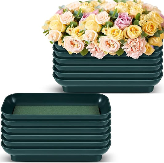 Sabary 24 Pack Large Size 10 Inch Floral Foam Bowl Floral Bowls for Arrangements Plastic Flower Centerpiece Container with Green Foam Block Kit for Table Party Wedding Festival Flower Decor