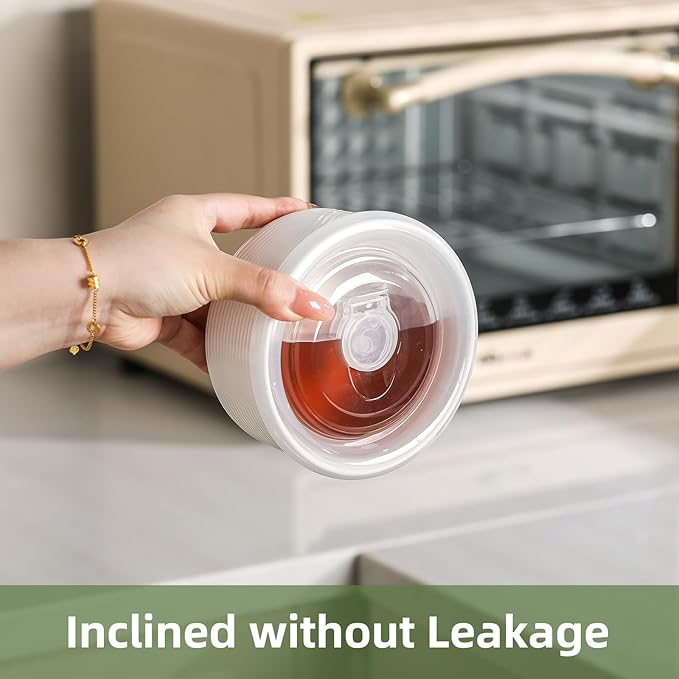 Ceramic Nesting Bowls with Lid: Microwave Safe Food Storage Containers for Work Lunch Picnic Camping Meal Prep Soup Salad Cereal Leftovers - 5 & 6 Inch, 20 & 32 oz, Set of 4, White