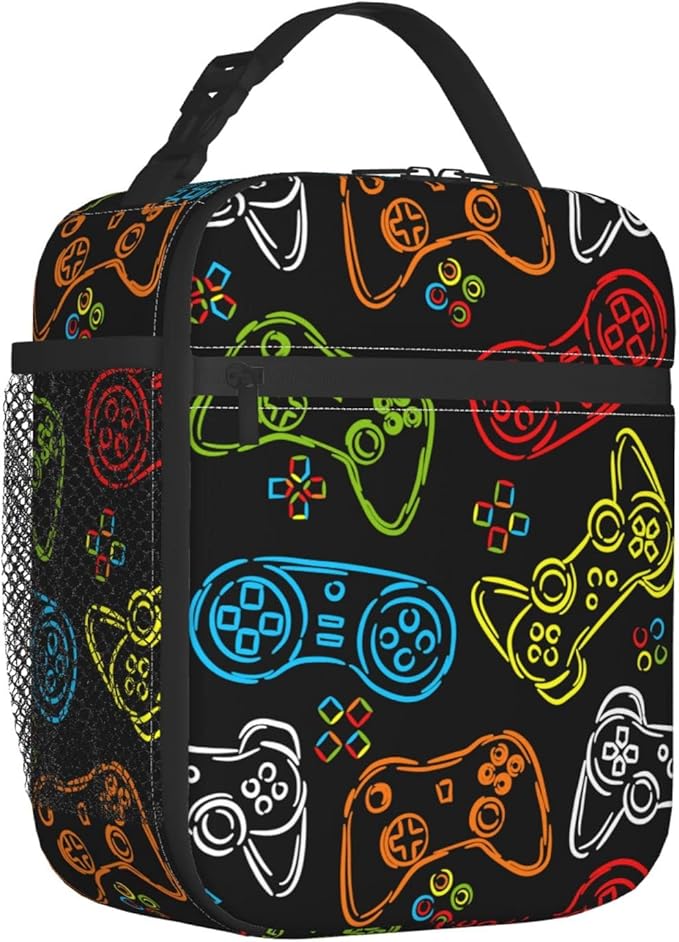 Video Game Controller Insulated Lunch Box Portable Lunch Bag with Detachable Handle,Reusable Lunchbox for Boys Girls Adult (Mrlunchbag-2302)