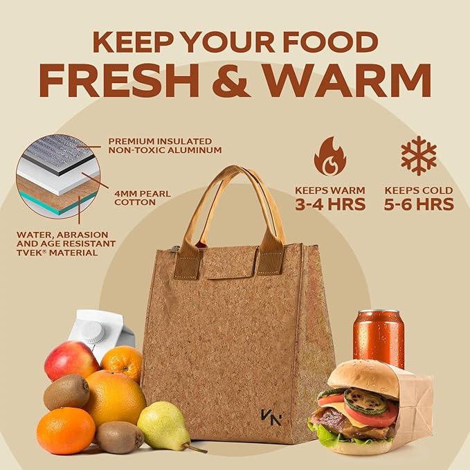 VonNova Women’s Insulated Lunch Bag with Premium 4mm Cooler Insulation, Cute Large 7L Lunch Tote for Office, Durable Small Lunch Box for Women, Stylish Lunchbox for Adults, Teens, Nurses, Teachers