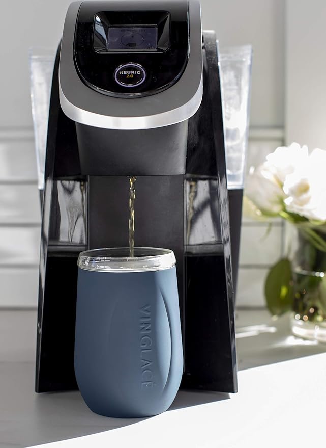 Vinglacé Stainless Steel Stemless Wine Glass- Insulated Wine Tumbler with Glass Insert and Sip Lid, 10 oz, Navy