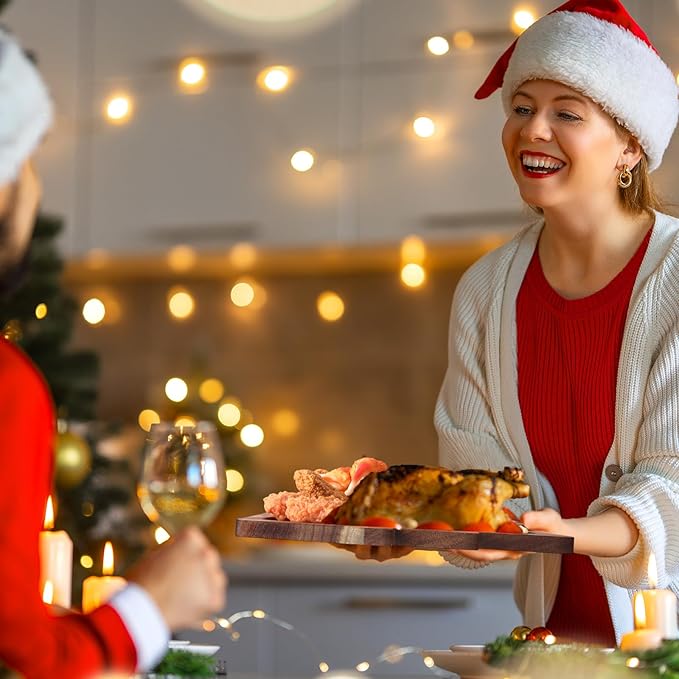 12 Pcs Christmas Appetizer Platter 12 Inch Cutting Board Acacia Serving Trays Wood Charcuterie Board Tray Snack Dessert Candy Dish Plate for Kitchen Gifts (Christmas Tree)