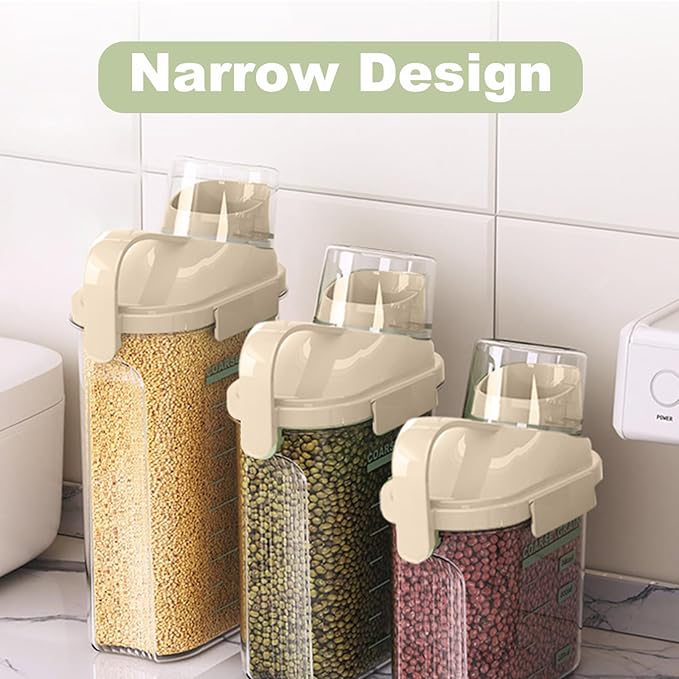 1 PCS Airtight Dry Food Storage Containers, Pantry Organizers and Storage Container with Pouring Spout Measuring Cup, BPA Free, Plastic Clear Container for Rice Nuts Beans Snacks, 29OZ