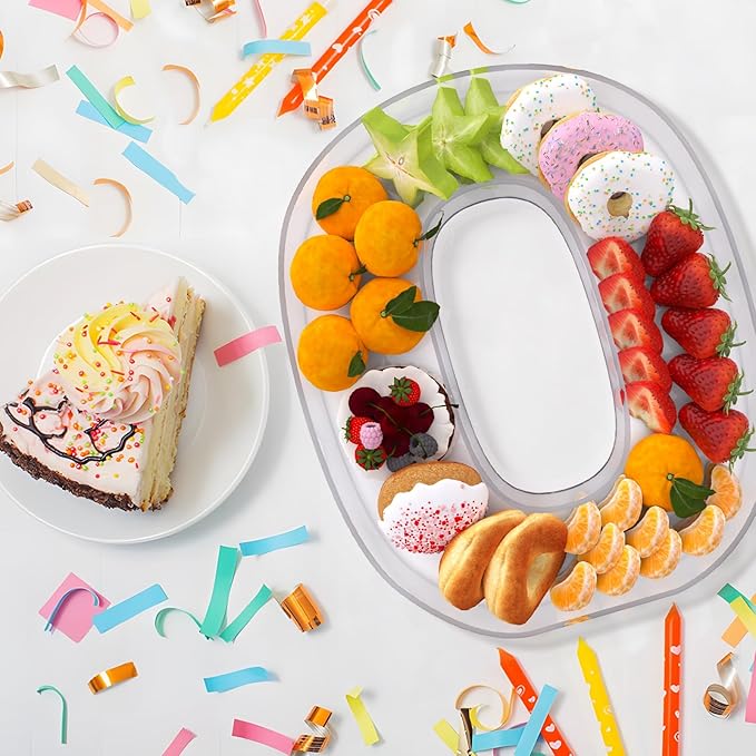 13.8" Extra Large Acrylic Letter Charcuterie Board Box, Reusable Fillable Letter Cake Candy Dish Display Serving Tray for Birthday Anniversary Party Decoration (O)