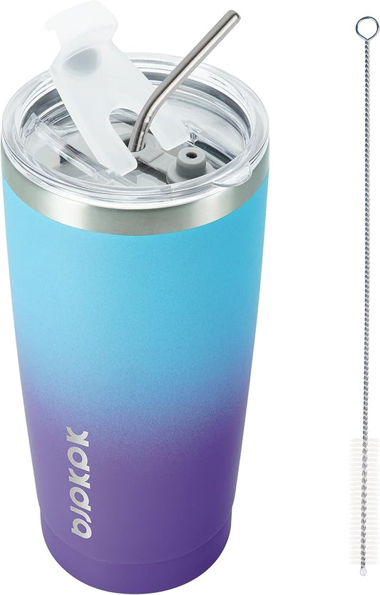 BJPKPK 20 oz Stainless Steel Vacuum Insulated Tumblers with Lids and Straw Reusable Travel Water Mug Double Wall Coffee Cup for Women and Men,Ocean Dream