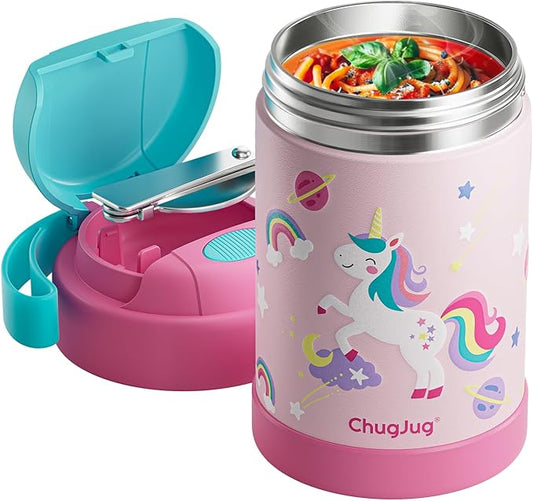 15 oz Soup Thermo for Hot Food Kids Insulated Food Jar with Spoon, Lunch Thermo Container, Width Mouth Vacuum Stainless Steel Food Thermo for School Travel, Leakproof, Easy to Open(Pink)