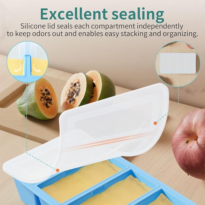 Silicone Freezer Tray for Sauce Cube: Silicone Freezing Tray for Broth Sauce Storage - Freeze 125mL 250mL Souped Portion