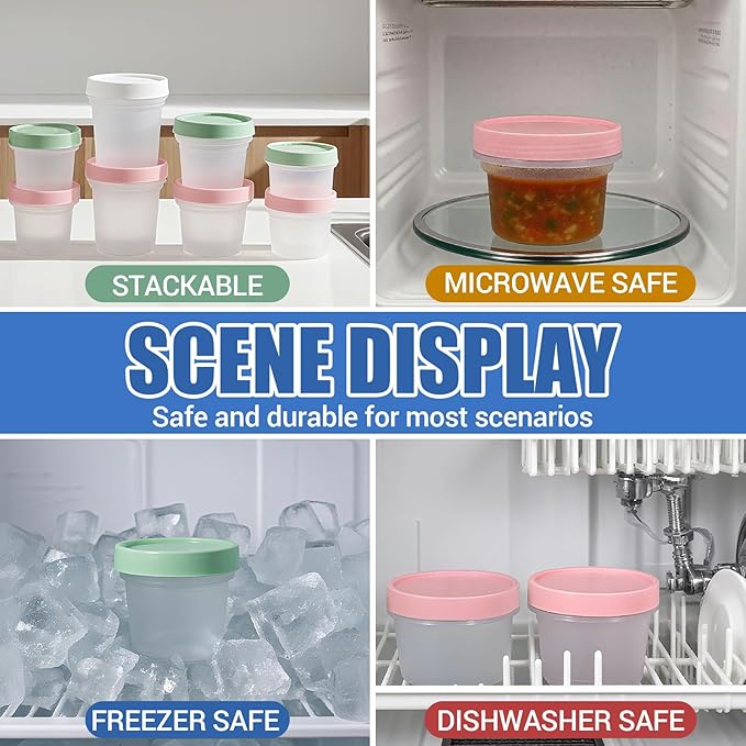 6 Pack 10oz Food Storage Containers, Plastic Containers with Twist Top Lid, Reusable Dishwasher Freezer Safe Airtight, Takeout Container - Ideal for Soup and More