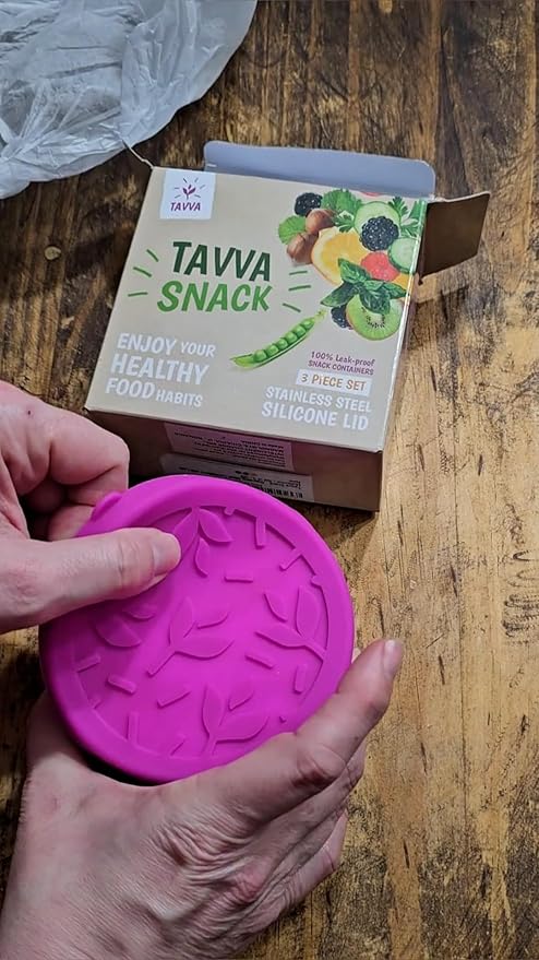 TAVVA 2 X 12 oz Containers with Lids - Leakproof w/Silicone Lids - BPA Free - Dishwasher & Freezer Safe - Portable & Reusable - Stainless Steel Snack Containers 12oz