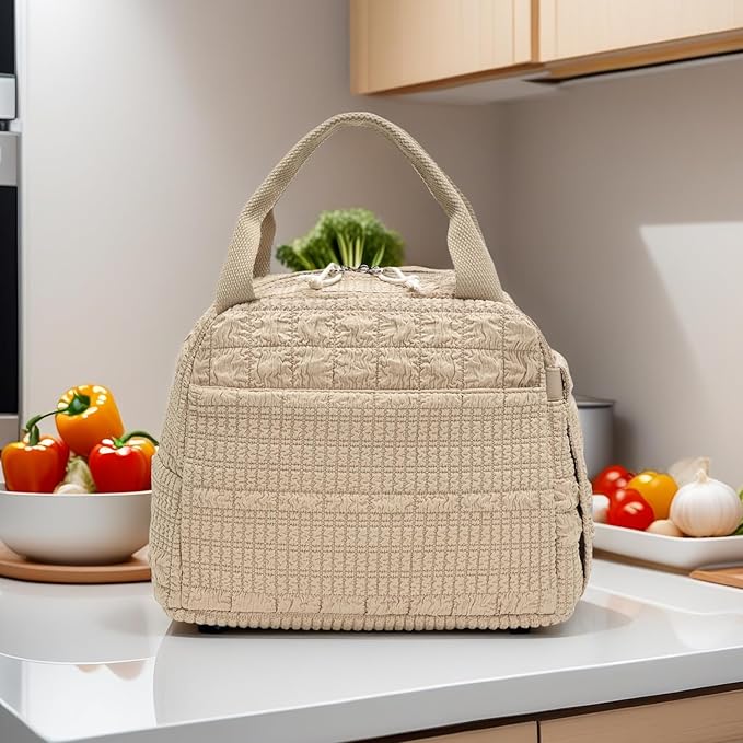 Bluboon Lunch Bag for Women Men Cute Corduroy Lunch Tote Bags Reusable Insulated Lunch Box Large Capacity Reusable Insulated Cooler for Work Picnic or Travel