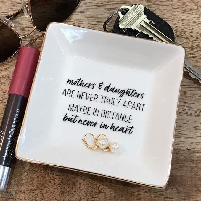 Simply Charmed Gift from Daughter or Mother's Day or Birthday Gift Between Mom and Daughter - Ceramic Jewelry Ring Dish or Tray