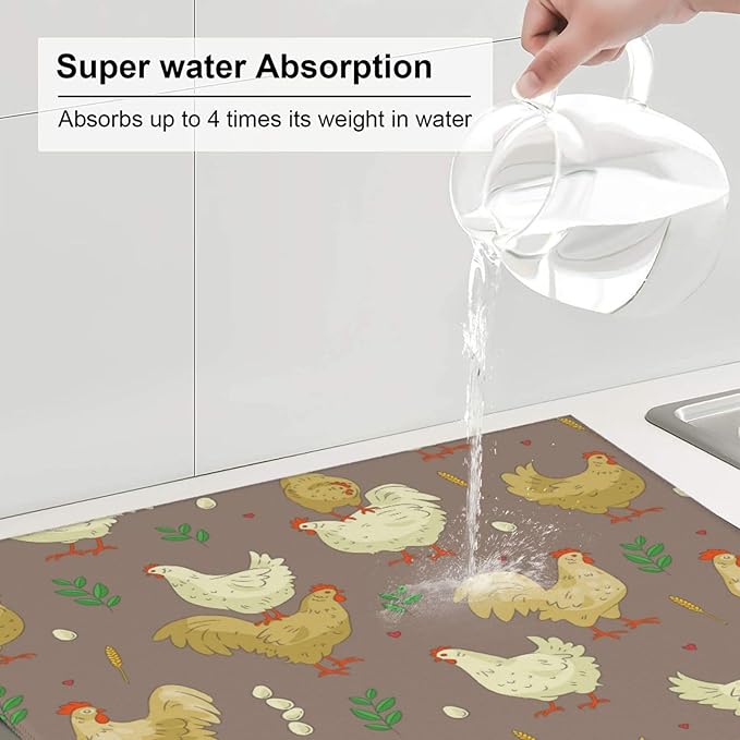 Chicken Legs Chickens Leg Animal Rooster Easter Drying Mat 16x18 Inch For Kitchen Counter Drying Mats Dish For Kitchen Counter Easy Clean Kitchen