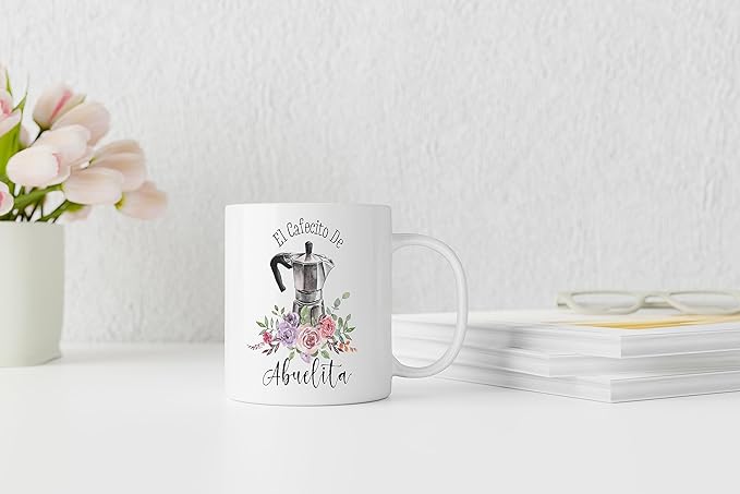 QASHWEY Grandma Coffee Mugs, Abuelita Gifts, Grandma Gifts, Abuelita Grandma Mug Coffee Tea Cup Gifts for Grandma Spanish Abuelita, El Cafecito De Abuelita Coffee Cups Ceramic 11oz