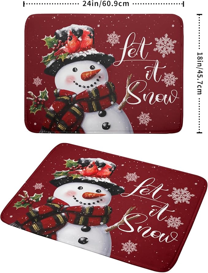 Christmas Dish Drying Mat for Kitchen Counter Snowman Let It Snow Microfiber Absorbent Dish Draining Reusable Washable Foldable Extra Large 18"x24"