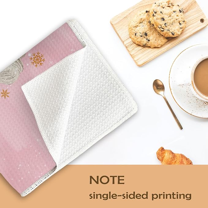 Pink Kitchen Accessories,Pink Kitchen Towels,Christmas Santa Claus Dish Towels Set of 2,Hand Towels for Bathroom,Gifts for Women,Housewarming Gifts 16×24 Inches