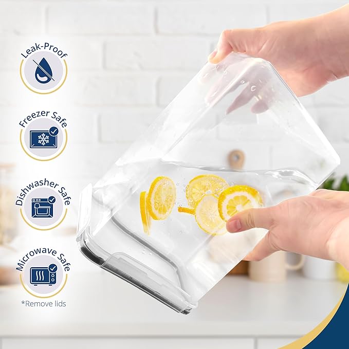 Reli. 6.5L Airtight Food Storage Containers with Lids (2 Sets) | Kitchen Organizers and Storage Containers, Pantry Organizers | BPA Free Plastic XL Set w/ 2 Measuring Cups, 12 Labels, Pen