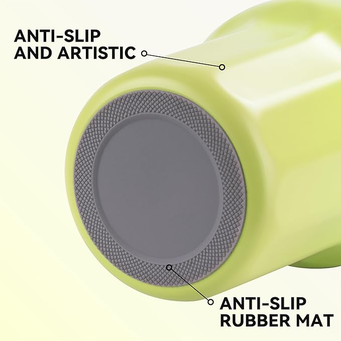 VEGOND 30 oz Insulated Stainless Steel Tumbler with lid and straw Double Wall Vacuum Travel Coffee Mug with Non-Slip Silicone Base, Sweat Proof Powder Coated Cup for Hot Cold Drinks, Green and Yellow