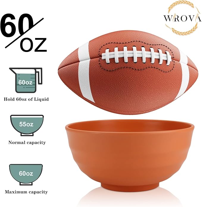 Wheat Straw Bowls Set 60 OZ Unbreakable Large Cereal Bowls Set of 6 Microwave and Dishwasher Safe Bowls Big Bowls for Eating BPA Free Soup Bowl for Serving Oatmeal and Salad Orange