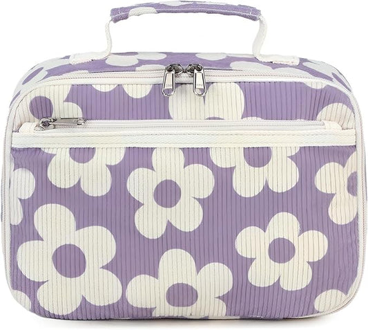 Bluboon Kids Girls Lunch Bag Insulated Lunch Box for school Corduroy Lunch Cooler Organizer School Kids Lunch Tote