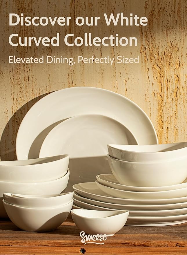 Sweese Porcelain Bowls Set 5 Inch, 10 oz - Set of 4 White Bowls for Dessert, Ice Cream, Soup, Rice & Fruits | Microwave, Dishwasher & Oven Safe