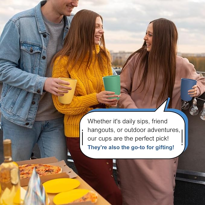 Homienly Wheat Straw Cups, Premium Alternative to Plastic Cup Set of 8, Unbreakable Lightweight Drinking Cups for Kitchen, Outdoor, RV, Microwave and Dishwasher Safe Drinking Glasses(12 OZ, Multi)