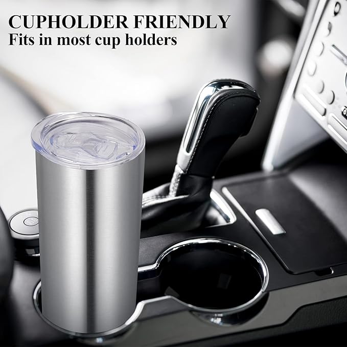 VEGOND Stainless Steel Tumblers Bulk 12 Pack, 20 oz Vacuum Insulated Skinny Tumblers with Lids and Straws, Double Wall Slim Tumbler, Travel Water Cup