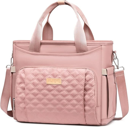 AIJIEKE Insulated Lunch Bag for Women, Lunch Box, Lunch Tote for Work, Large Leak Proof Cooler Bag with Removable Strap, Reusable Adult Lunchbag, Picnic, Office, Beach, Pink