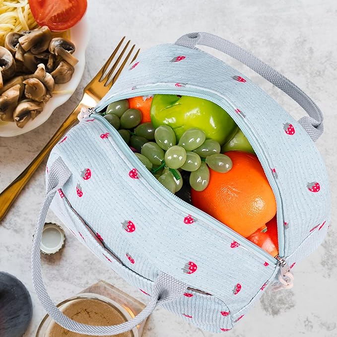 Bluboon Lunch Bag for Women Men Cute Corduroy Lunch Tote Bags Reusable Insulated Lunch Box Large Capacity Reusable Insulated Cooler for Work Picnic or Travel