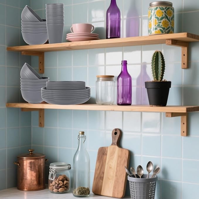 Supernal Wheat Straw Dinnerware Sets,Unbreakable Dinner Plates for 6,Microwave Dishwasher Safe,Reusable Dinnerware,Dark Gray Set 12pcs Plates, 6pcs Bowls, 6pcs Cups