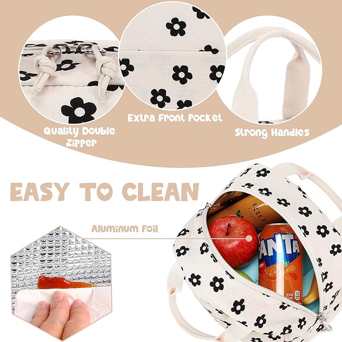 Bluboon Lunch Box for Women Cute Lunch Bag Reusable Insulated Lunch Bags Large Capacity Lunchbox Cooler for Work Picnic or Travel