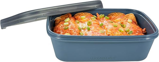 U Konserve Platinum Silicone Food Storage Bento Box Dual Seal Rectangle Container - Leak Proof, Shatter Proof, Dishwasher Safe, Plastic Free - 48oz (Night Harvest)