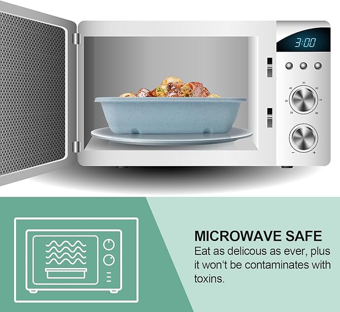 shopwithgreen Meal Prep Containers 1-Compartment, 10PCS Wheat Straw Microwave Bento Lunch Box with Lids, Reusable & Stackable Food Storage Containers, Dishwasher Freezer Safe BPA Free (32 OZ)