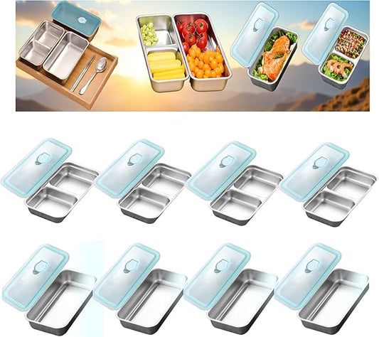 8 PACK Stainless Steel Snack Containers with Lids Meal Prep Food Storage Container Lunch Box Multi Compartment Reusable Leak-Proof Design for Travel,Snacks, Sandwiches,Condiments Bento Box Office Home