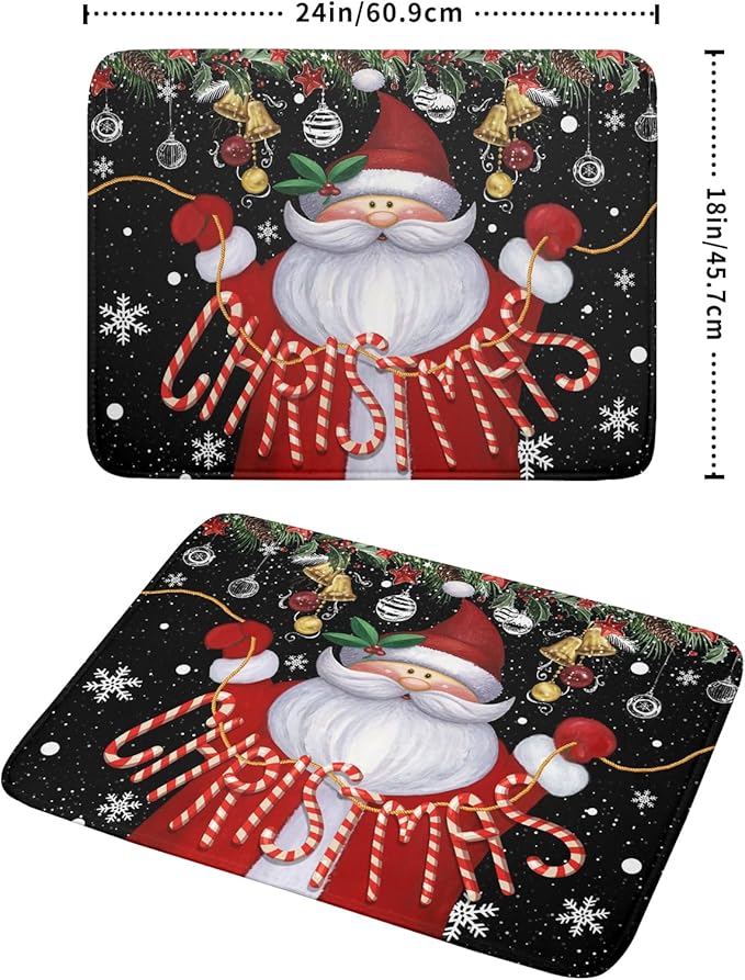 Absorbent Dish Drying Mat Santa Claus Christmas Dish Mat for Kitchen Countertops , 18 x 24 inch, Multicolor Winter Xmas Microfiber Dishes Drainer Pad Plate Holder