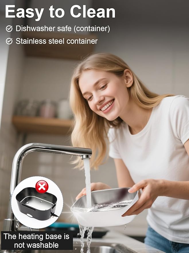 80W Electric Lunch Box for Adults, 1.5L Stainless Steel Food Warmer Lunchbox, 12V/24V/110V Portable Heated Lunch Box for Car/Truck/Office, Leak-Proof, Dishwasher-Safe with Fork & Spoon (Black)