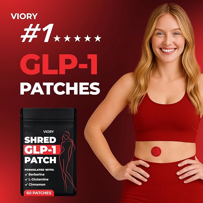 VIORY GLP-1 Patches for Women & Men | GLP1 Patch with Berberine, L-Glutamine, Garcinia Cambogia, Resveratrol | 60 Days Supply