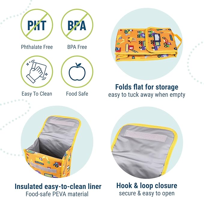 Wildkin Kids Insulated Lunch Bag – Reusable, Ideal for Hot/Cold Snacks, School & Travel - Under Construction