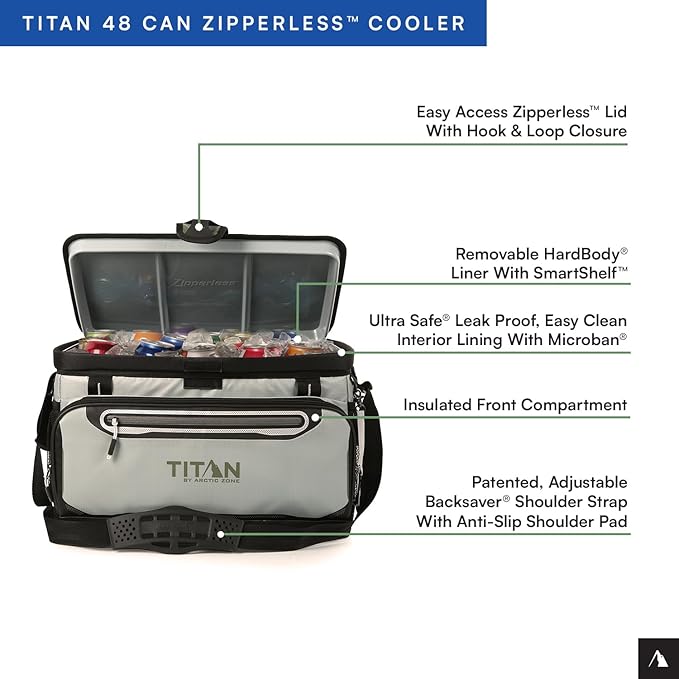 Titan by Arctic Zone Deep Freeze Cooler - Zipperless Hardbody Cooler - Deep Freeze Insulation, HardBody Liner, and SmartShelf
