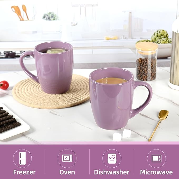 27OZ Extra Large Ceramic Coffee Mug, Jumbo Coffee Mugs, Big Tea Cups with a Large Handle for Office and Home set of 2 (Purple)