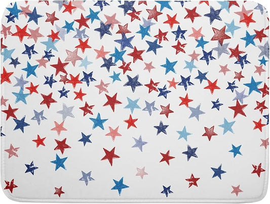 4th of July Dish Drying Mat for Kitchen Counter Patriotic Holiday Microfiber Absorbent Dish Draining Reusable Washable Foldable Extra Large 18"x24"