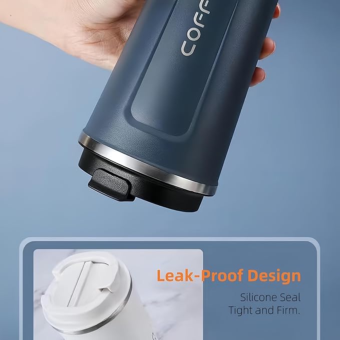 304 stainless steel coffee cup. Durable, leak - proof. Fits home, office, outdoors. 12oz/17oz options, multiple colors. Ideal for coffee lovers (Blue, 17oz)