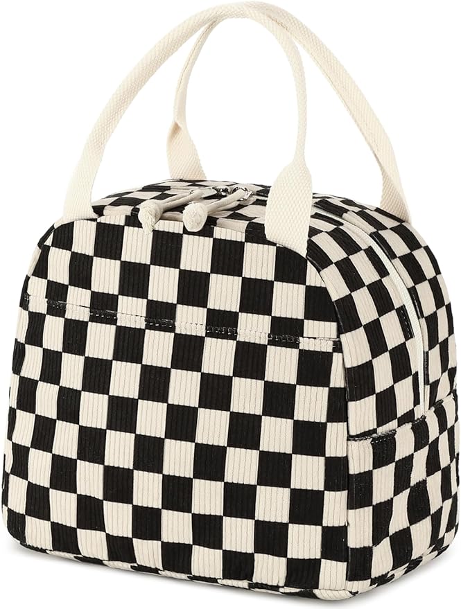 Bluboon Lunch Bag for Women Men Cute Corduroy Lunch Tote Bags Reusable Insulated Lunch Box Large Capacity Reusable Insulated Cooler for Work Picnic or Travel