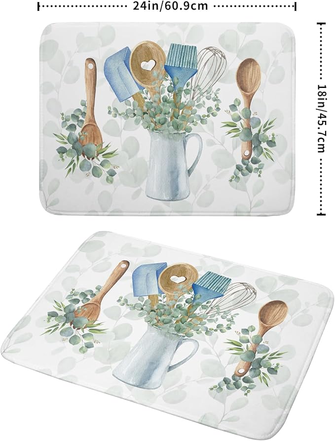 Sage Green Dish Drying Mat for Kitchen Counter, Cooking Supplies Reversible Dish Drainer Rack Pad Fast Dry Kitchen Accessories 18x24 Inch