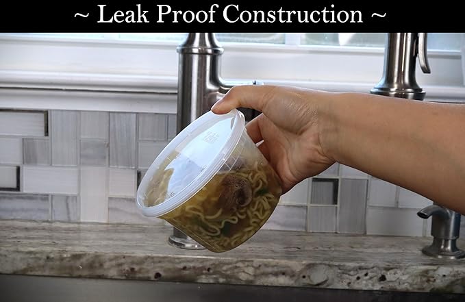 Zekii EXTRA THICK Deli Containers with Lids, Soup Containers w/Lids Airtight, 48Sets 16oz, Disposable, BPA Free, Takeout soup Cups, Meal Prep, Food Storage w/Measurements