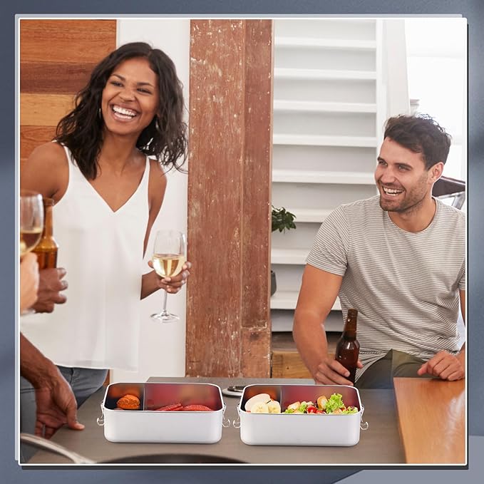 Umigy 8 Pcs Stainless Steel Food Containers 1400ml Metal Bento Lunch Box Stainless Steel Food Storage Containers, Lockable Clips to Leak Proof, Reusable Dishwasher Snack Boxes for Work