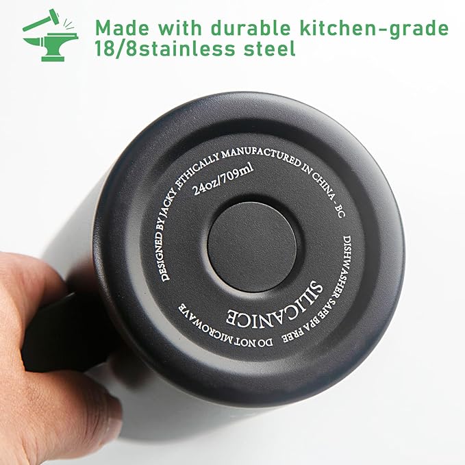 24 oz stainless steel thermal coffee mug, double-layer insulation, easy to hold and clean, suitable for coffee, cola, protein powder, beer, car water cup