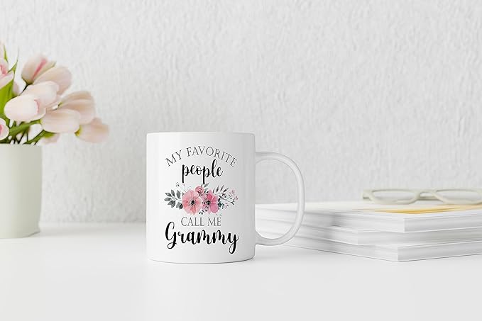 QASHWEY Grammy Coffee Mug, Grammy Gift, Grandma Coffee Mugs, GrandmaGifts, GrammyMug Tea Cup Gifts for GrandmaGrammy, My Favorite People Call MeGrammy CoffeeCups Ceramic 11oz