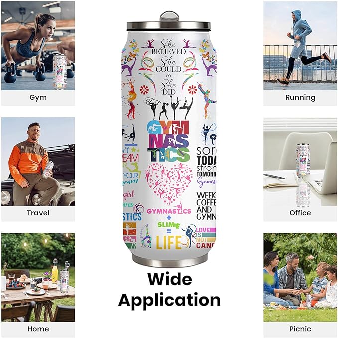 Gymnastics Tumbler Cup With Lid - Birthday Gift for Gymnastics Lovers - Stainless Steel Vacuum Coffee Mug for Women and Girls - 17 Oz