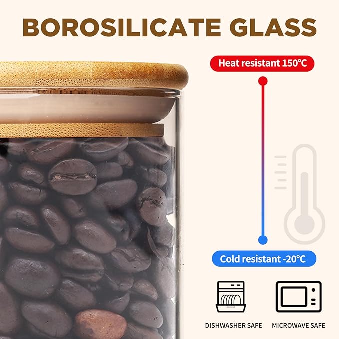 73oz Glass Pasta Storage Jars, Tall Glass Jars with Bamboo Lids, Spaghetti Container, Set of 3, Kitchen Storage Containers for Pasta, Pantry Organizers